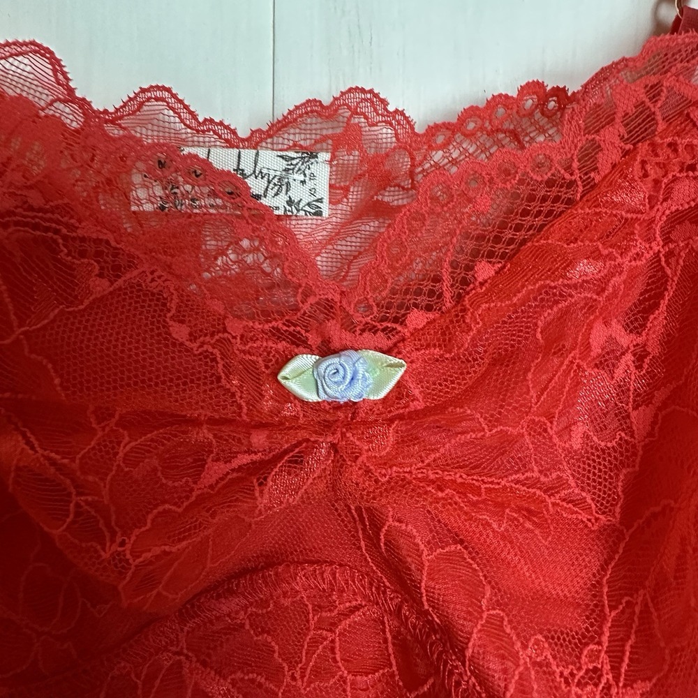 Free People Woman's Lacey Essential Cami Tank Red Rose Size XS New NWOT Y2K Boho - Picture 4 of 11